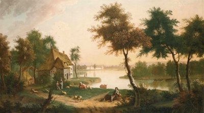 Extensive River Landscape with a Drover by George Smith